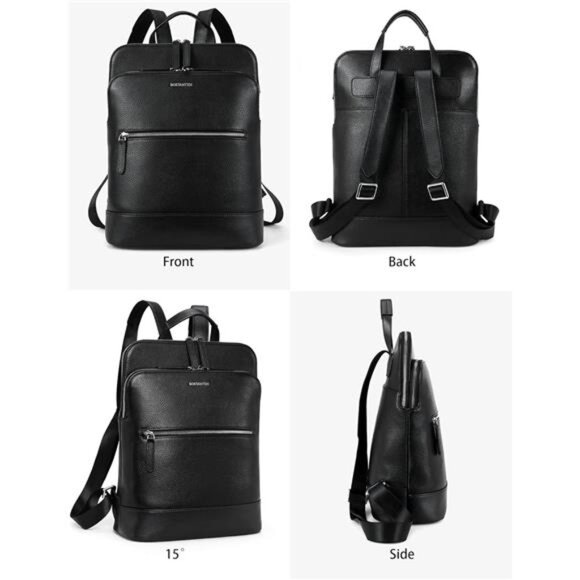 Leather Laptop Backpack for Women 15.6 inch Computer Bag Travel Work Daypack - Picture 5 of 7